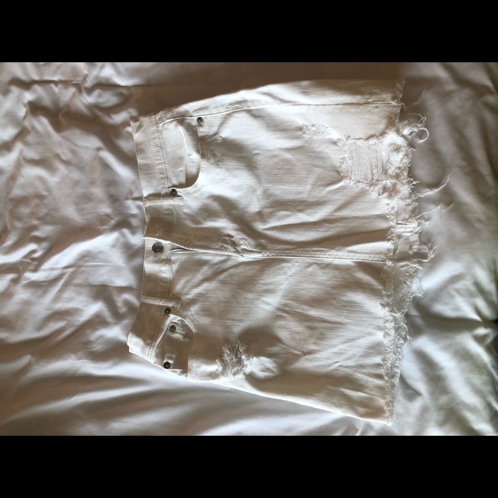 Gap Distressed White Denim Skirt